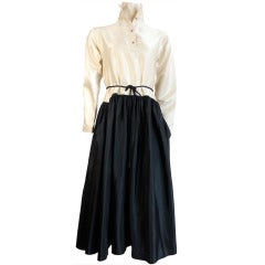 Vintage GEOFFREY BEENE Ivory silk satin & black taffeta evening dress