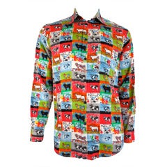 Vintage MOSCHINO 1980's multi-artist colorful cow shirt