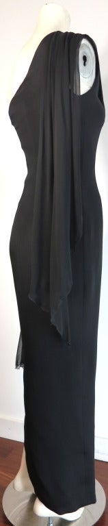 Vintage CHRISTIAN DIOR CD Robes Du Soir black cascade dress at 1stDibs ...