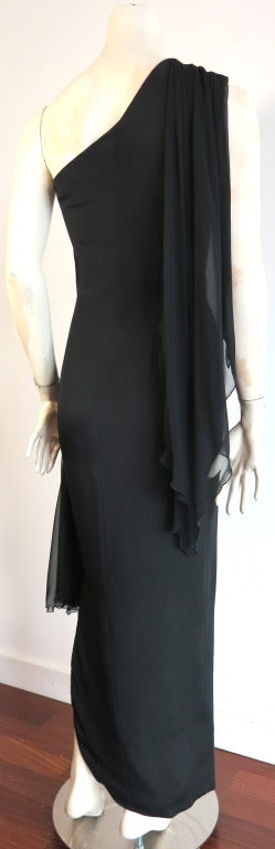 Women's Vintage CHRISTIAN DIOR CD Robes Du Soir black cascade dress