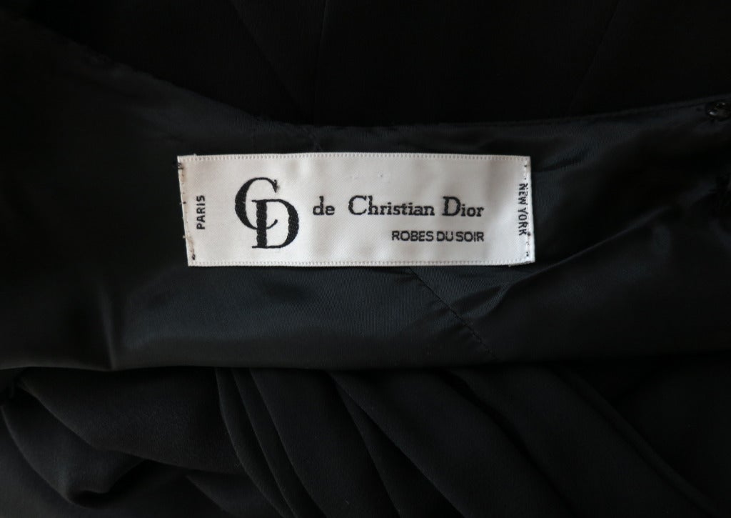 Vintage CHRISTIAN DIOR CD Robes Du Soir black cascade dress 1