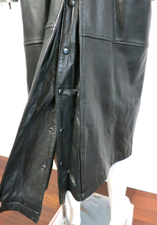 Vintage NORTH BEACH LEATHER 1980's Men's black leather trench coat 3