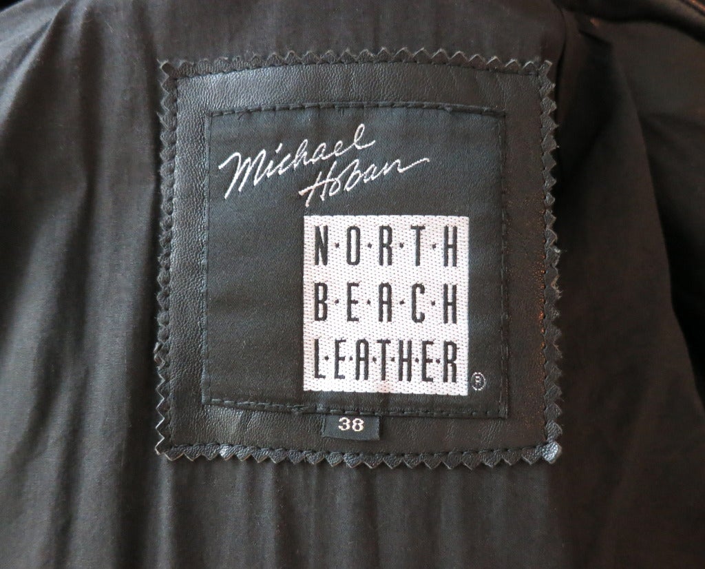 Vintage NORTH BEACH LEATHER 1980's Men's black leather trench coat 4