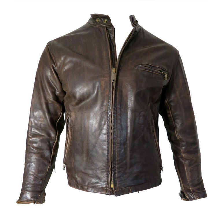 Vintage SCHOTT 1970's Men's rugged cafe racer motorcycle jacket #141 at ...