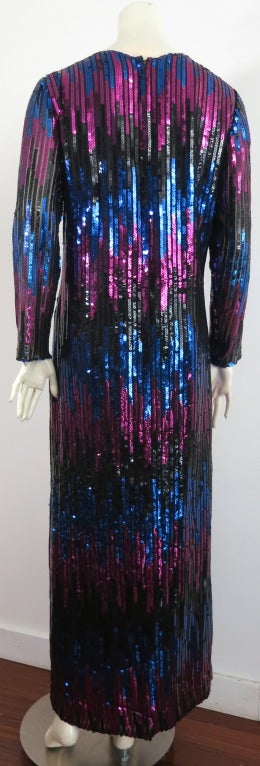 Vintage BONWIT TELLER 1970's Tonic sequin column dress In Good Condition For Sale In Newport Beach, CA