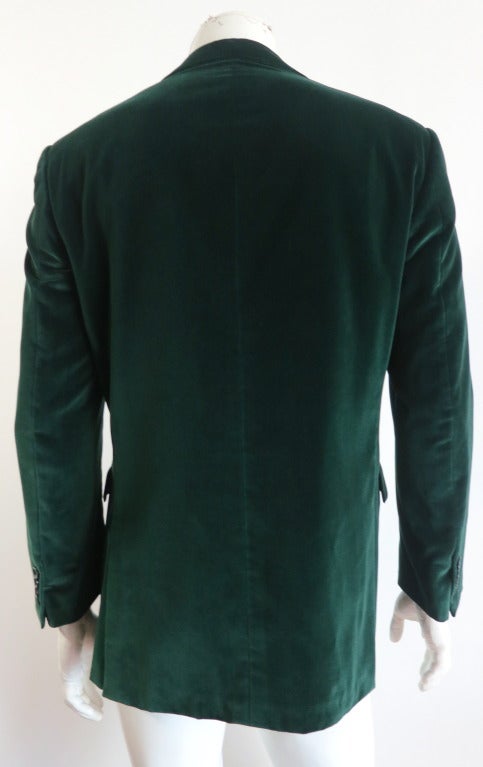 Men's RALPH LAUREN PURPLE LABEL Dark green velvet smoking jacket In Excellent Condition In Newport Beach, CA