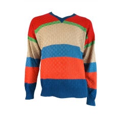Vintage BOTTEGA VENETA Men's basket weave broad striped sweater