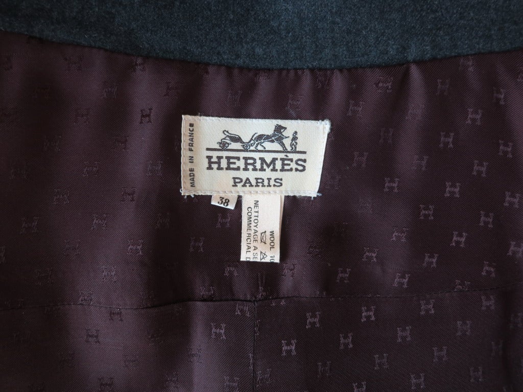 HERMES PARIS Leather buckle front equestrian style skirt 1