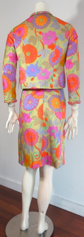 Early 1960's HANAE MORI Ginza Tokyo Silk floral skirt suit 2