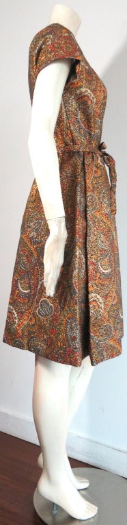 Women's Vintage GEOFFREY BEENE 1960's Metallic brocade paisley dress For Sale