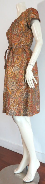 Vintage GEOFFREY BEENE 1960's Metallic brocade paisley dress For Sale 2