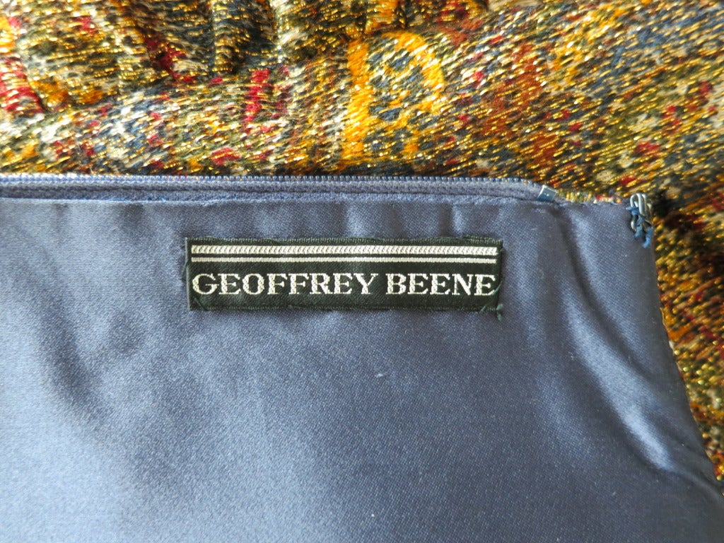 Vintage GEOFFREY BEENE 1960's Metallic brocade paisley dress For Sale 3