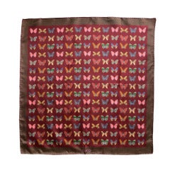 Vintage GUCCI ITALY 100% Silk butterfly printed scarf and case