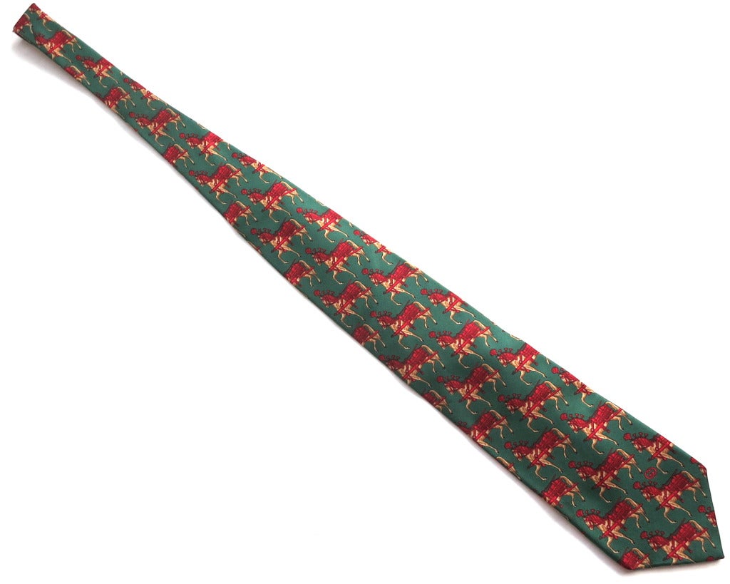 Men's Vintage GUCCI 1970's Holiday silk men's necktie