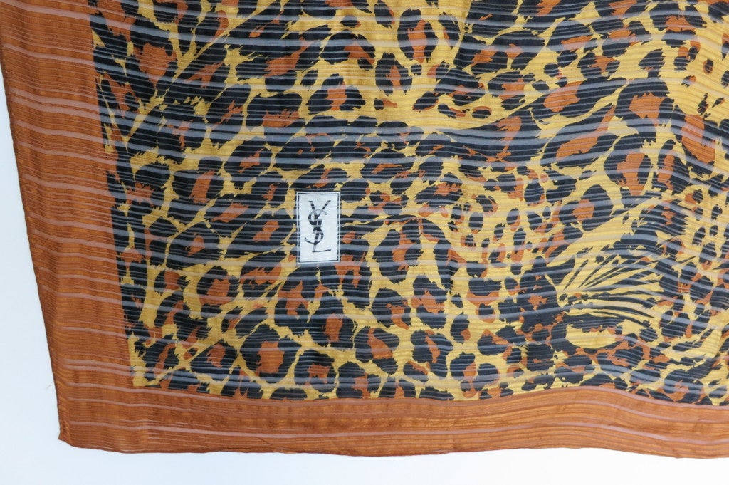 Vintage YVES SAINT LAURENT Pure silk leopard print scarf 4