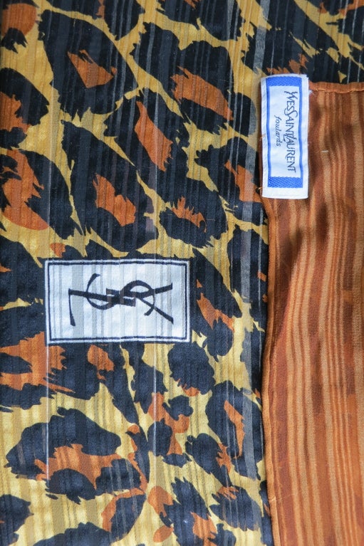 Vintage YVES SAINT LAURENT Pure silk leopard print scarf 5