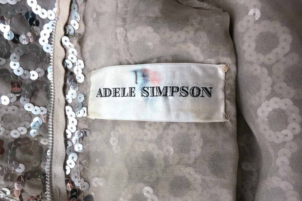 Vintage ADELE SIMPSON 1960's Metallic silver sequin rings micro-mini dress 2