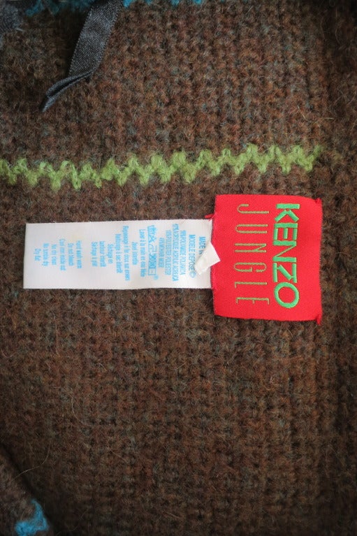 KENZO Mohair sweater skirt with crochet circle detail For Sale 3
