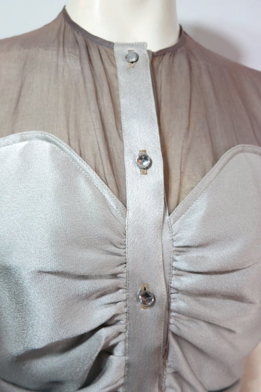 Gray Vintage GEOFFREY BEENE Silk evening dress For Sale