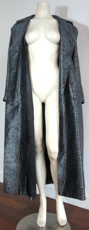 Women's Vintage YVES SAINT LAURENT Snakeskin python printed trench coat & belt For Sale