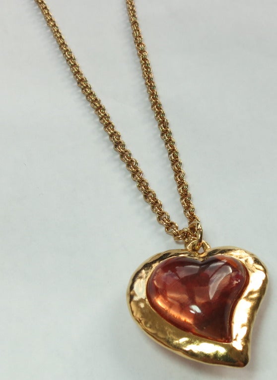Vintage YVES SAINT LAURENT Oversized heart pendant necklace at 1stdibs