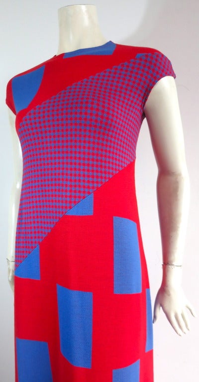 Women's Vintage RUDI GERNREICH 1970's Unworn knit pique gingham geometric dress