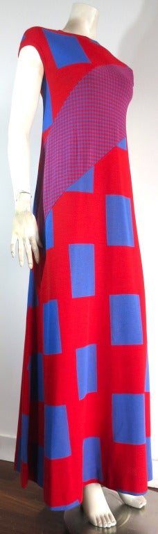 Vintage RUDI GERNREICH 1970's Unworn knit pique gingham geometric dress 1