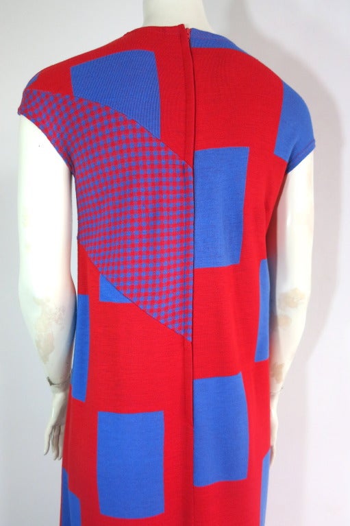 Vintage RUDI GERNREICH 1970's Unworn knit pique gingham geometric dress 3