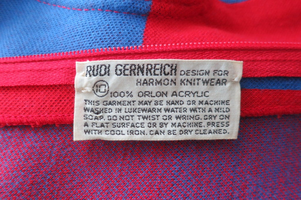Vintage RUDI GERNREICH 1970's Unworn knit pique gingham geometric dress 4