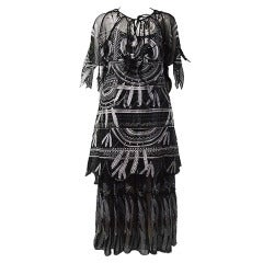 Vintage ZANDRA RHODES 1970's Hand-printed silk dress & tunic set