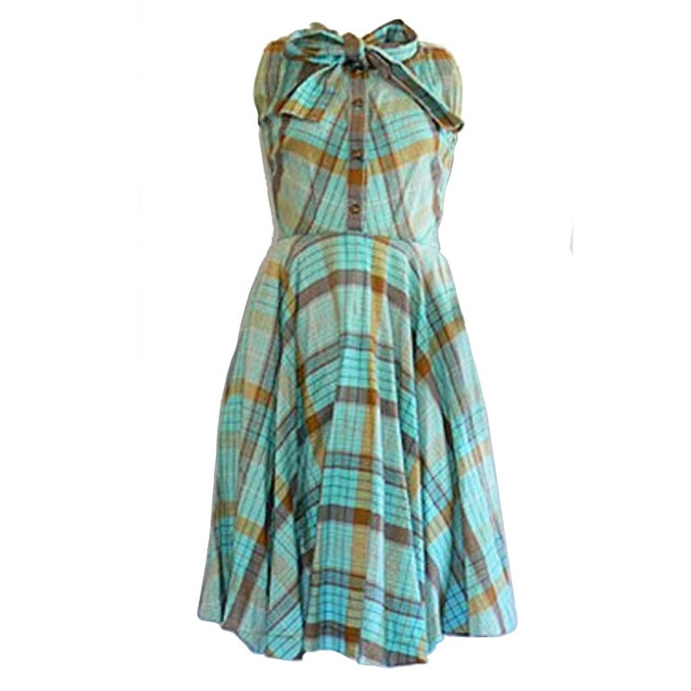Vintage CLAIRE McCARDELL 1950's Plaid sun dress