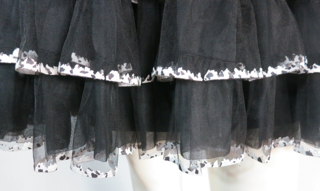 CHANEL PARIS Black & ivory embroidered tulle dress 6