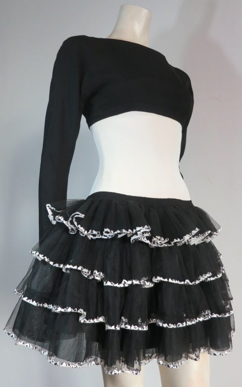 Women's CHANEL PARIS Black & ivory embroidered tulle dress