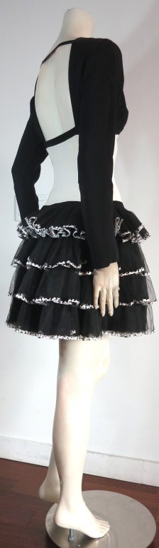 CHANEL PARIS Black & ivory embroidered tulle dress 1
