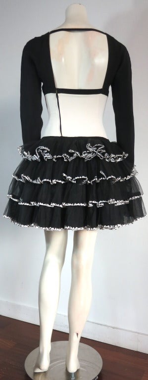 CHANEL PARIS Black & ivory embroidered tulle dress 2