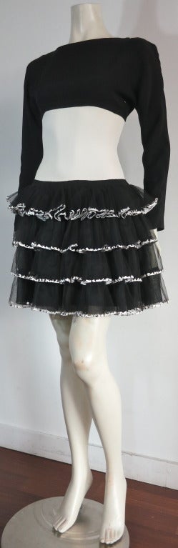 CHANEL PARIS Black & ivory embroidered tulle dress 4