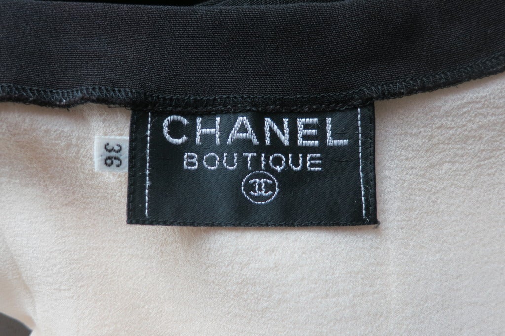 CHANEL PARIS Black & ivory embroidered tulle dress 5