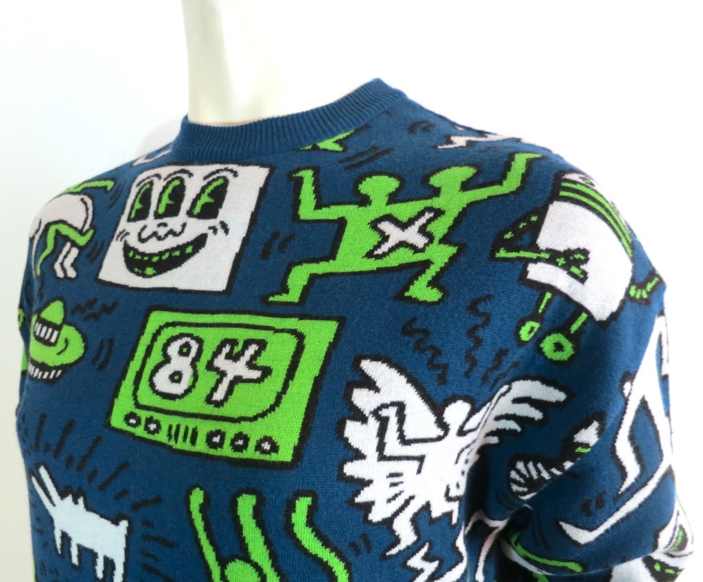 KEITH HARING FOUNDATION '84 artwork sweater knit dress In New Condition In Newport Beach, CA