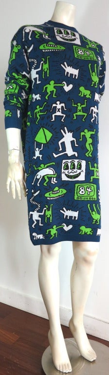 KEITH HARING FOUNDATION '84 artwork sweater knit dress 2
