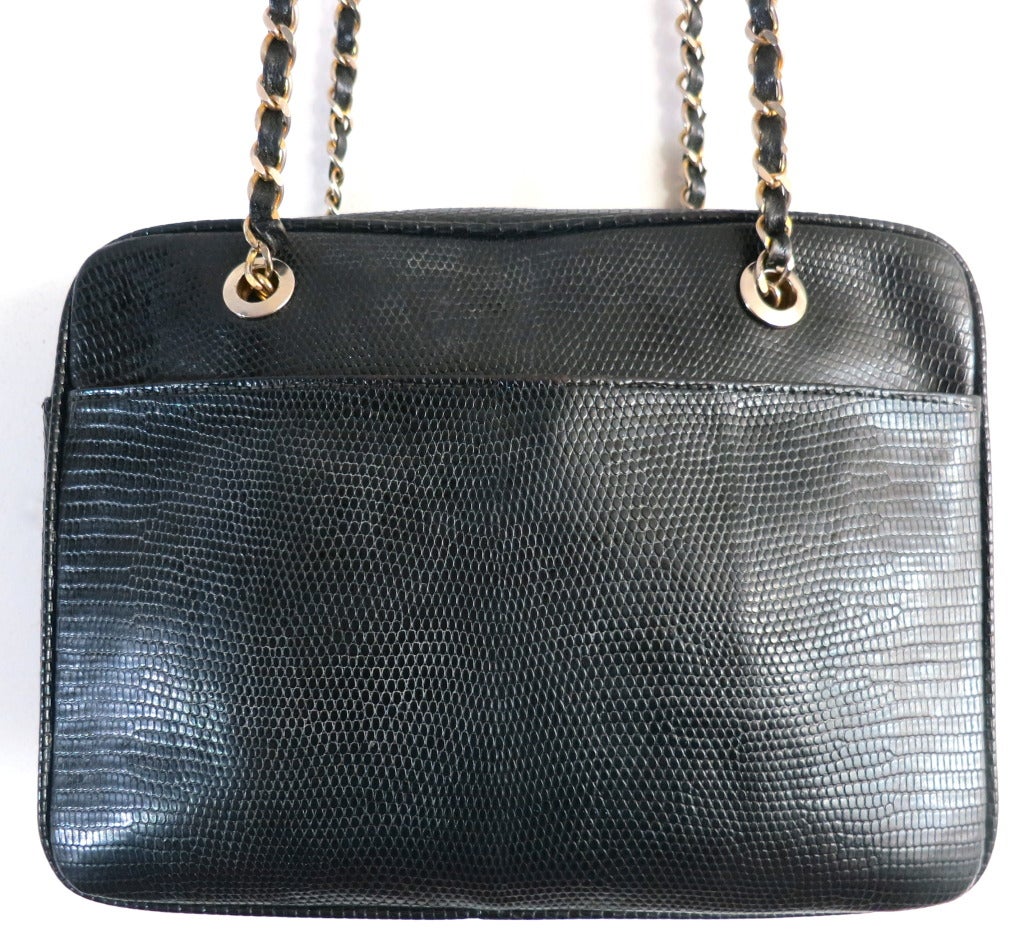 Vintage LANA OF LONDON Black lizard skin leather purse bag
