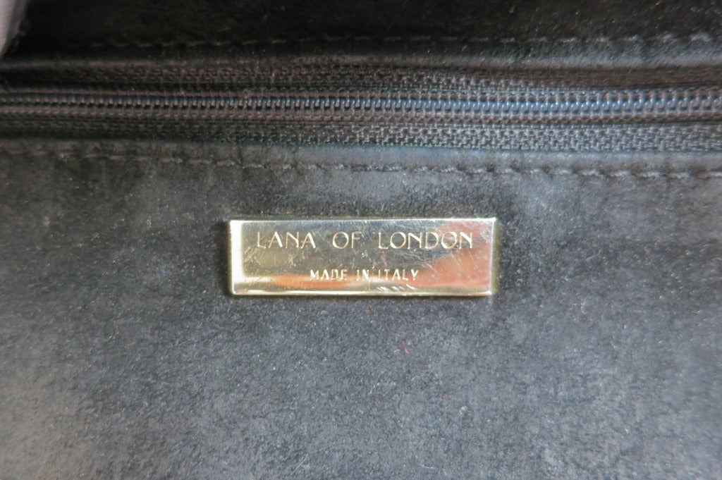 Vintage LANA OF LONDON Black lizard skin leather purse bag For Sale 3