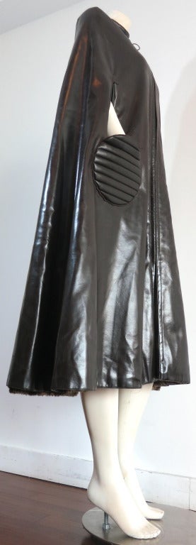 Vintage PIERRE CARDIN Dark brown PVC circle pocket cape 5
