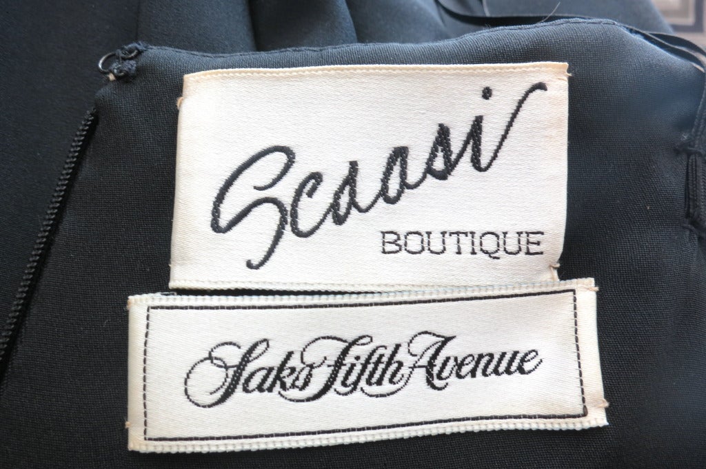 Vintage SCAASI Ruched black silk cocktail dress 5