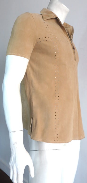 HERMES PARIS Men's 100% Reindeer skin suede leather top shirt 1