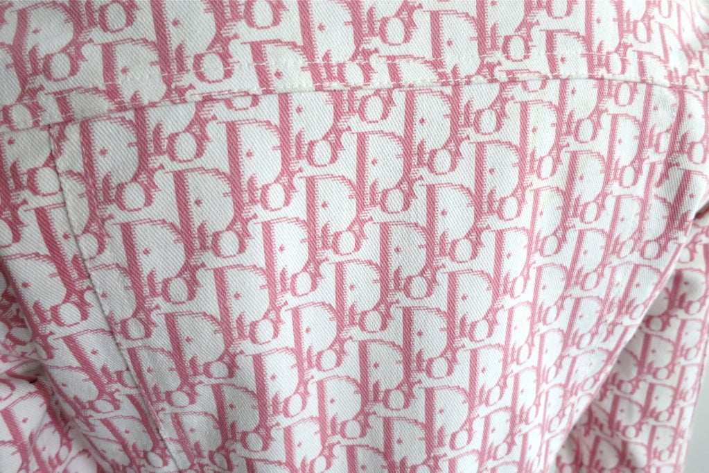 CHRISTIAN DIOR Pink & white logo printed denim twill jacket 3