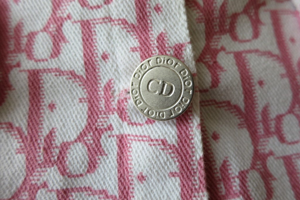 CHRISTIAN DIOR Pink & white logo printed denim twill jacket 5