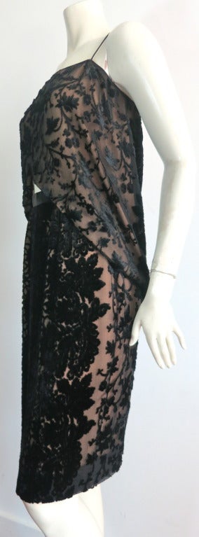 Vintage HOLLY'S HARP Black cut velvet 2 piece skirt & top set In Good Condition For Sale In Newport Beach, CA
