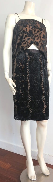Vintage HOLLY'S HARP Black cut velvet 2 piece skirt & top set For Sale 3