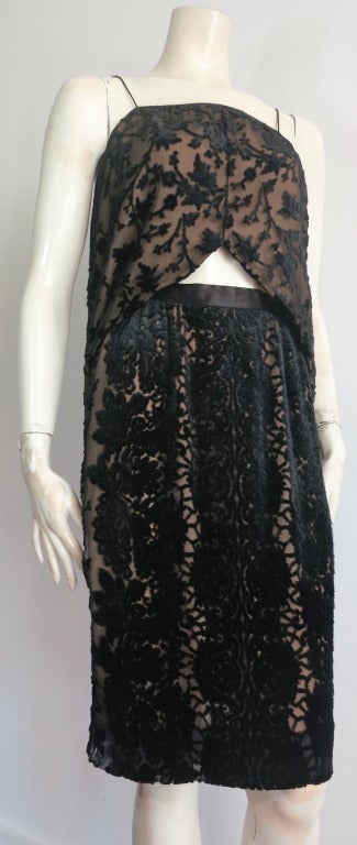 Vintage HOLLY'S HARP Black cut velvet 2 piece skirt & top set For Sale 4