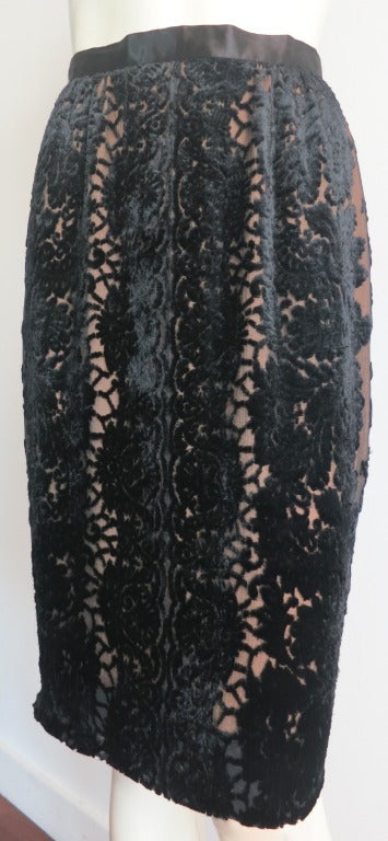 Vintage HOLLY'S HARP Black cut velvet 2 piece skirt & top set For Sale 5